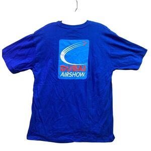 Dubai Airshow Shirt‎ Mens Large Graphic Large Royal Blue Air Planes Pilot Gift